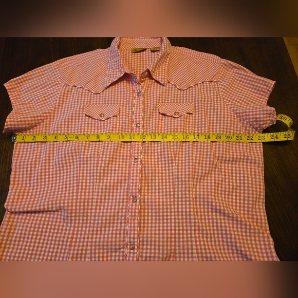 Wrangler Pearl Snap Western‎ Shirt Pink And White Gingham Plaid Size XL - Picture 12 of 14